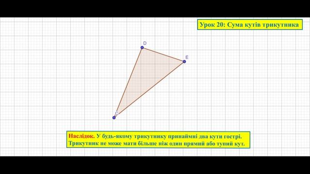 Геометрія 7. Урок 20: Сума кутів трикутника