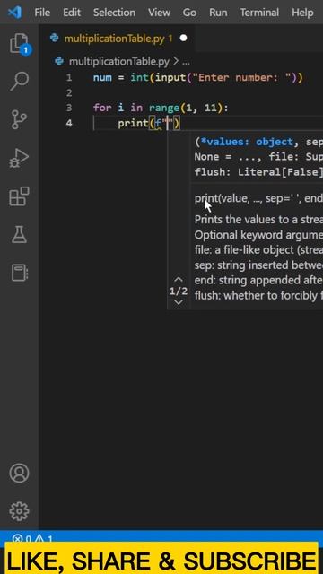 Create Multiplication Table in Python #shorts #shortsvideo #python смотреть онлайн