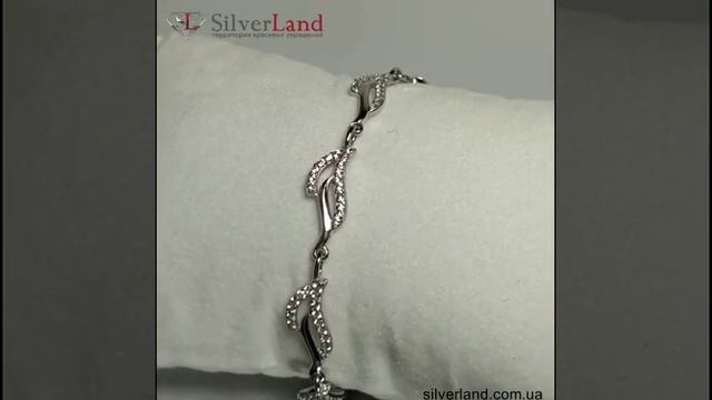 Серебряный элегантный браслет с фианитами_silverland.com.ua смотреть онлайн