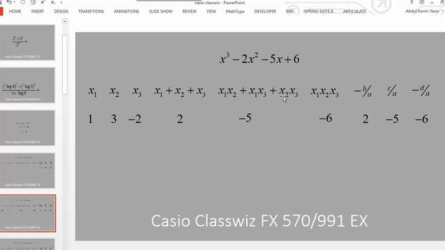 classwiz 3 Jumlah dan hasil kali akar-akar persamaan suku banyak смотреть онлайн