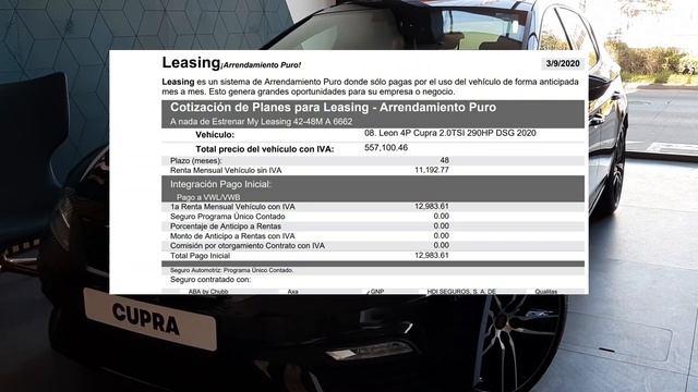 CUPRA 2.0 TSI 290 HP. ARRENDAMIENTO PERFIL ASALARIADO смотреть онлайн