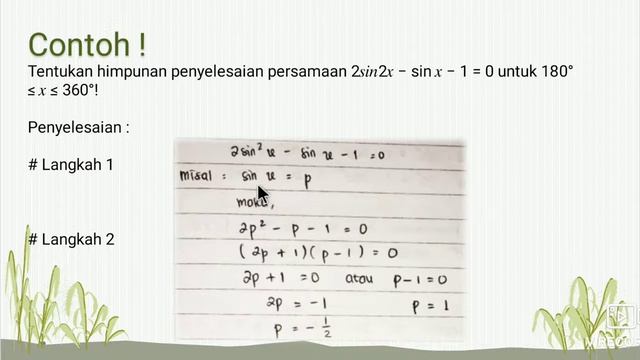 Persamaan Kuadrat Trigonometri Bentuk Sinus