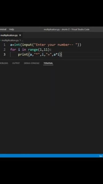 Multiplication Table In Python #python #shorts #html #css #coding #pythonprogramming #datascience