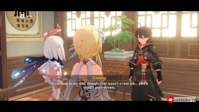 Genshin Impact 4.4 - Lumine, Paimon and Gaming eating Dim Sum and talking about family (Cut Scene) смотреть онлайн