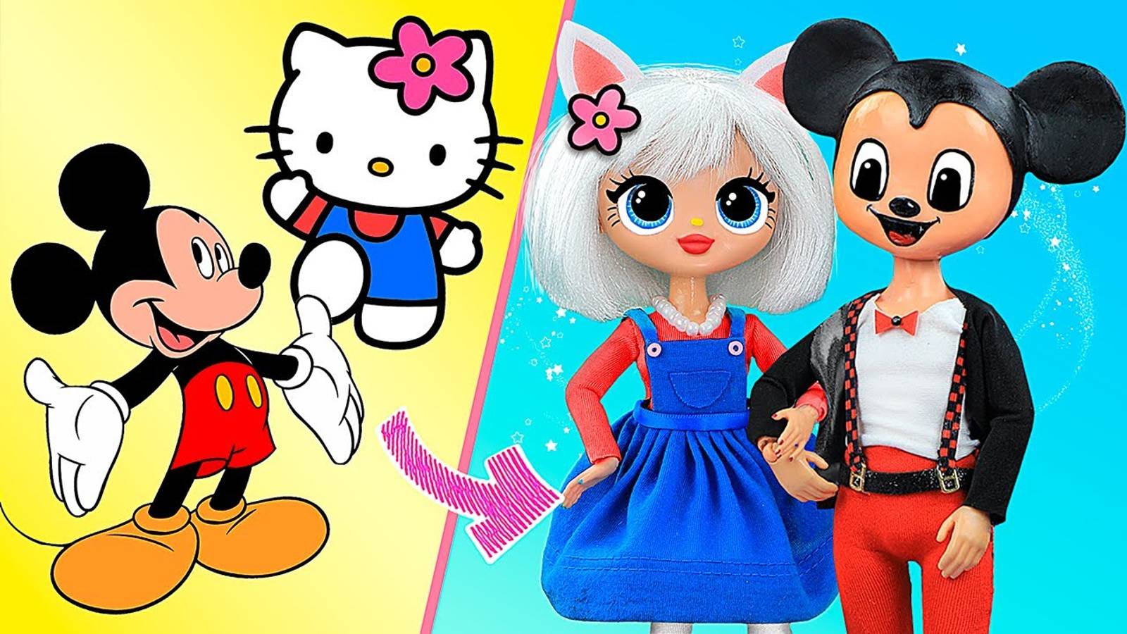 Семья Микки Мауса и семья Хелоу Китти - 10 идей для кукол ЛОЛ смотреть онлайн
