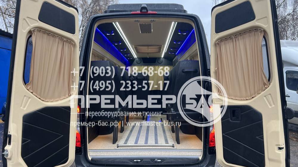 Мерседес-Бенц Спринтер W 907 (L3H2, Maxi) из цельнометаллического фургона в ритуальный микроавтобус