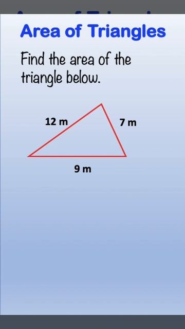 Area Of Triangle Heron's Formula #area Triangles #Heron's Formula