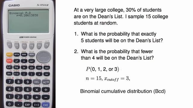 Casio fx-9750GII - Binomial Formula (Distribution, Including Cumulative Distribution) смотреть онлайн