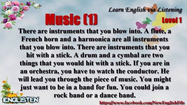 Learn English via Listening Level 1 Unit 56 Music 1 смотреть онлайн