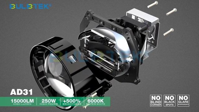 🚘3" Bi-LED projector lens AD31.✅Intelligent double beam.👏+500% super bright.👍250W & 15000LM. смотреть онлайн