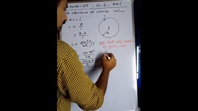 Electromagnetic induction (Self inductance of solenoid & energy density) by B S PANDEY- LECTURE 69 смотреть онлайн