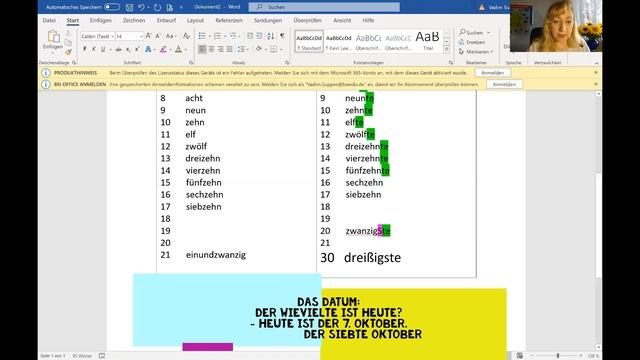 ORDINALzahlen vs. KARDINALzahlen - DaF: A1, A2, B1, B2 - смотреть онлайн