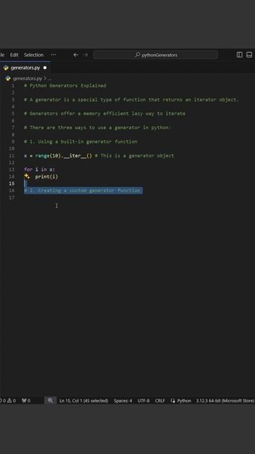 Python Generators Explained in only 60 Seconds! #python#code#iterator#loops#efficient#javscript#js смотреть онлайн