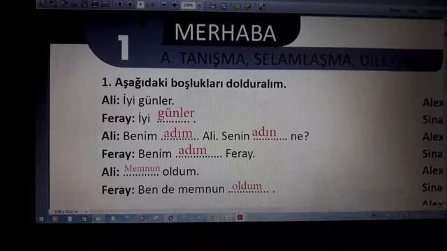 Забони туркӣ аз китоби Истамбул А1. Дарси18