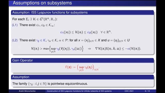A. Mironchenko. Construction Of ISS Lyapunov Functions For Infinite Networks Of ISS Systems.