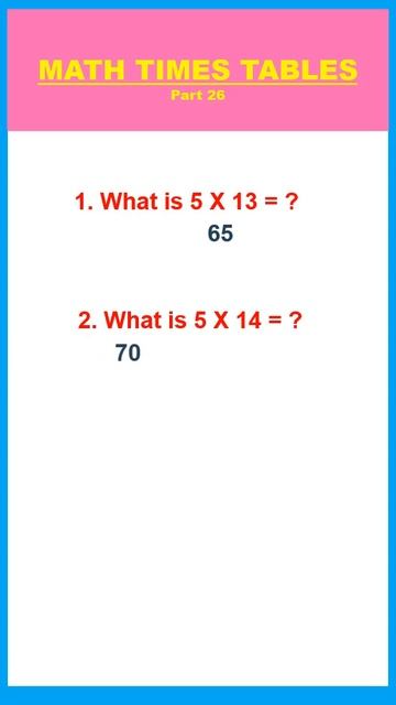MATH QUIZ II FIVE TIMES TABLES II PART 26 #shorts смотреть онлайн
