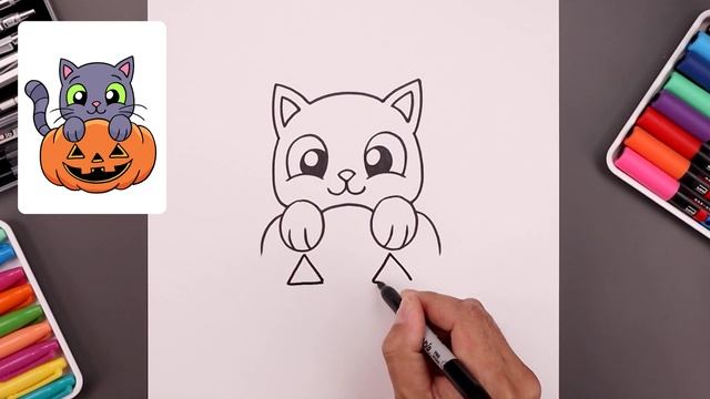 How To Draw Halloween Pumpkin Cat смотреть онлайн