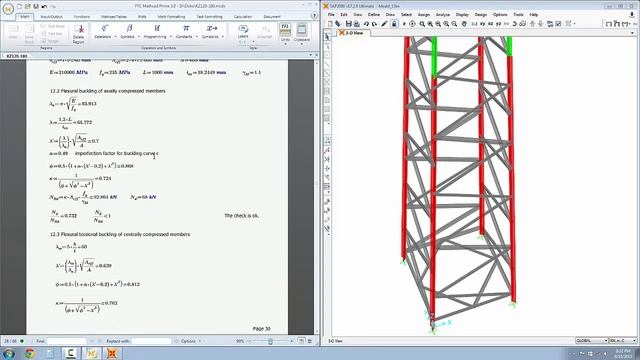 Transmission Tower Mathcad, SAP2000, Tekla Structures according to EN50-341 смотреть онлайн