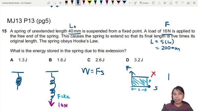 5.1b Ex1 MJ13 P13 Q15 Energy Stored in Spring | AS Work Energy Power | Cambridge A Level Physics смотреть онлайн