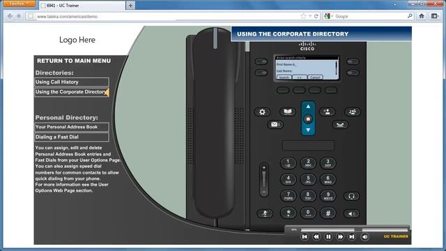 Cisco Unified IP Phone: 6941 - Using the Corporate Directory смотреть онлайн