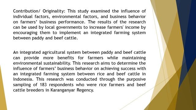 The influence of farmers' business behavior in achieving success AJARD 2023 131 16 24 смотреть онлайн
