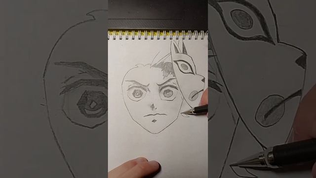 Танджиро Камадо простым карандашом