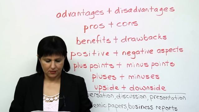 Speaking English - Discussing Advantages & Disadvantages