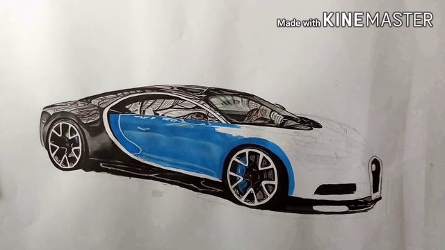 Realistic Car Drawing - Bugatti Chiron - Time Lapse смотреть онлайн