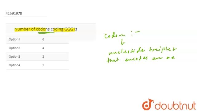 Number of codons coding GGG is смотреть онлайн