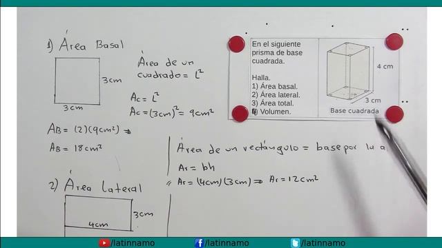 Área y volumen de un prisma de base cuadrada. смотреть онлайн