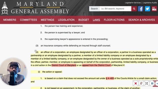 When MD Landlord Companies Don't Need Attorneys For Court ~ Md. Business Occu. & Prof. Code § 10-20 смотреть онлайн