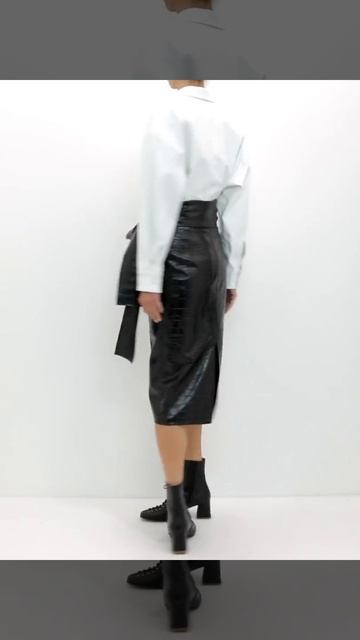 Crocodile effect faux leather shirt and skirt смотреть онлайн