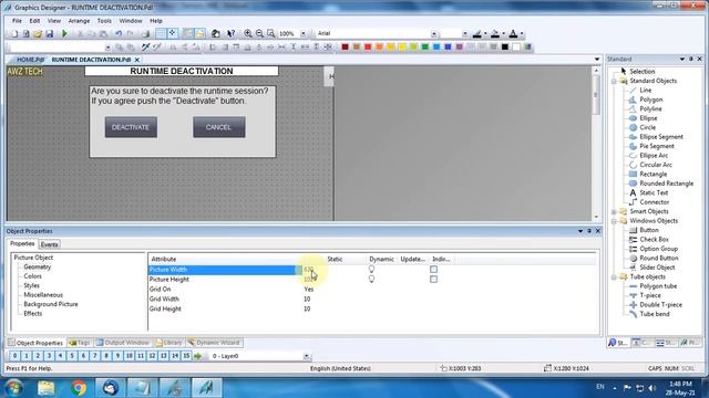 RUNTIME DEACTIVATION BUTTON CONFIGURATION WinCC Siemens HMI смотреть онлайн
