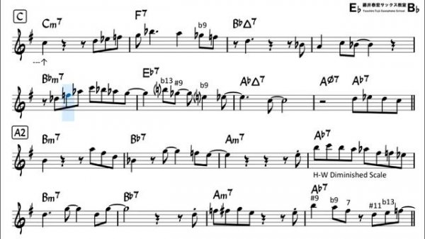 One Note Samba Backing Track with Sheet Music for Alto Sax_720p