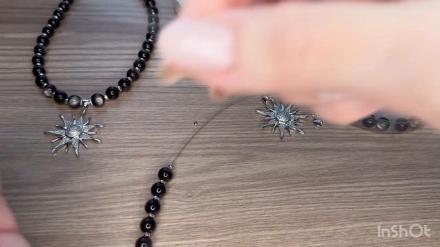 Колье из натурального обсидиана смотреть онлайн