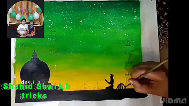 Eid mubarak / Ramadan drawing with poster colour / step by step easy method смотреть онлайн