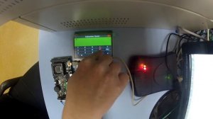 Atmel's stk525 displays MicroElectronica VisualTFT Calculator_Demo_Code at TM043NBH02 by EVE click