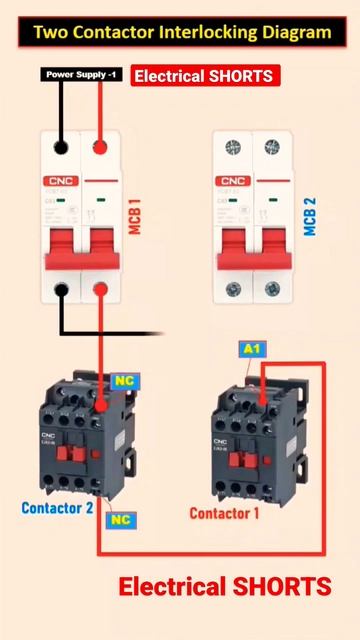 Single phase 2 contactor interlocking connection diagram #power #engineering #electric #electrician смотреть онлайн