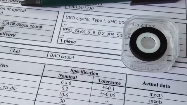 BBO crystals for SHG (Type 1) and THG (Type 2) of 800nm of our TiSa laser - sales@dmphotonics.com смотреть онлайн