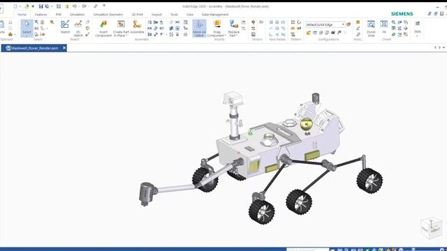 3D Rover Model Designed in Solid Edge смотреть онлайн