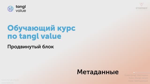 [Курс «Tangl Value»] Метаданные