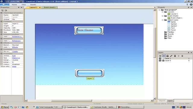 Construct 2 Обучение.Меню и кнопки старт и выход смотреть онлайн