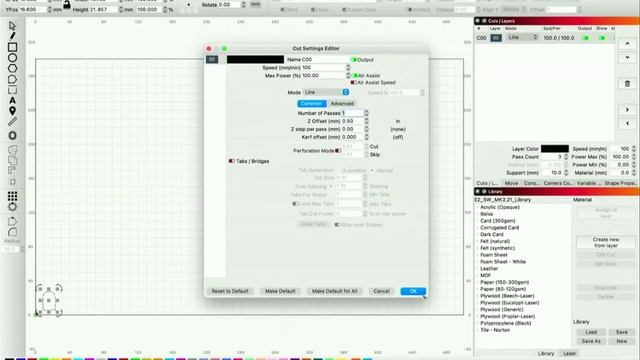 Lightburn Hints : Getting The Best Cut Settings For Material