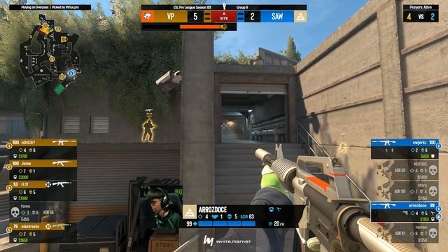 sAw vs. Virtus.pro - Map 1 [Overpass] - ESL Pro League Season 19 - Group A смотреть онлайн