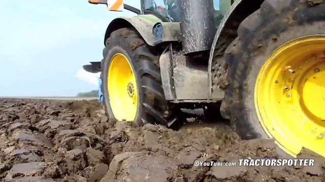 John Deere 8360R Plowing The Field