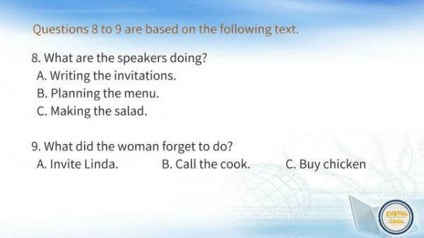 English Listening Test 12: Intermediate Level