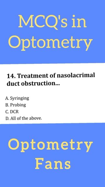 Treatment of nasolacrimal duct obstruction is... Mcqs in Optometry смотреть онлайн