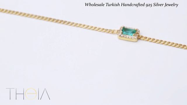 Square Shape Paraiba Green with Zircon Stone Charm Bracelet 925 Sterling Silver Jewelry смотреть онлайн