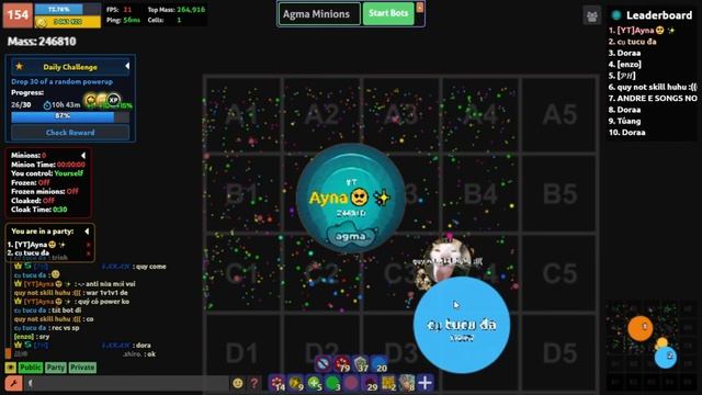 Agma.io#45 1v1v1 in giga and revenge orther sever with botss 300 смотреть онлайн