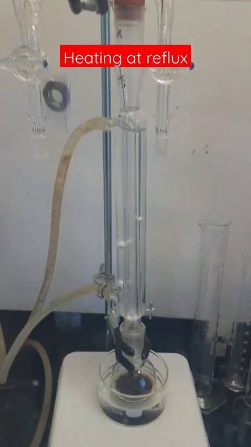 Allows for heating at a constant temp-boiling and condensing simultaneously #chemistry #reflux #lab смотреть онлайн